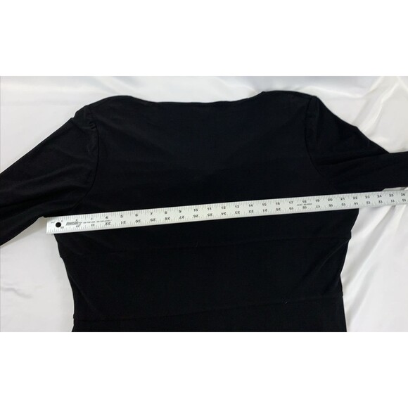 Chaps Classic Midi 3/4 Sleeve V Neck Twist Front Black Party Dress Woman's 1X - Picture 12 of 15